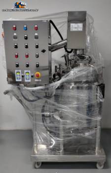 Reactor a presi�n de 100 litros fabricado en acero inoxidable 316L con elevador de tapa, rascador y turbocompresor integrados